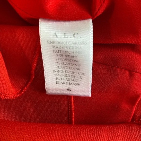 A.L.C. Women's Ann Top Size 6 Red Crepe Peplum Back Zipper Valentines Holidays - Picture 11 of 12